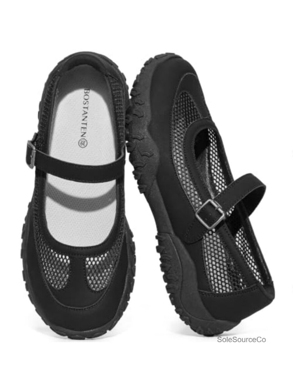 Breathable Mesh Mary Jane Ballet Flats Cushioned Slip-Resistant Womens